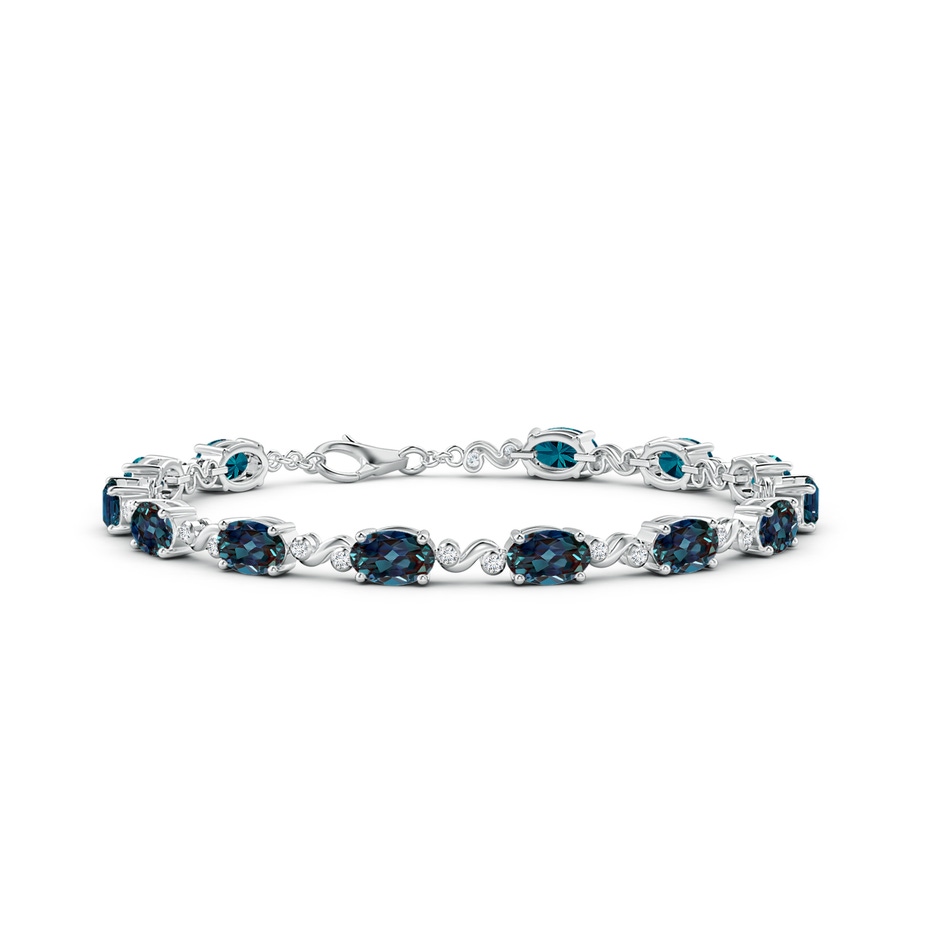 6x4mm Labgrown Oval Lab-Grown Alexandrite Swirl Bracelet with Bezel Diamonds in White Gold 