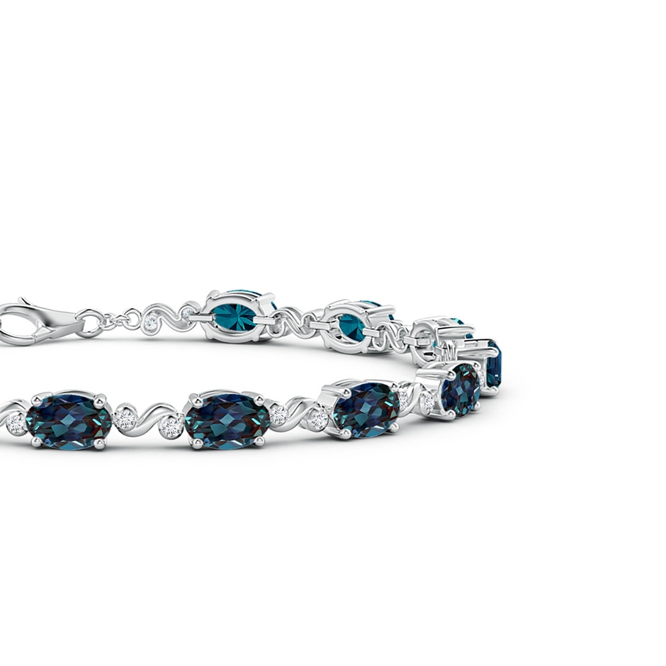 6x4mm Labgrown Oval Lab-Grown Alexandrite Swirl Bracelet with Bezel Diamonds in White Gold side 199