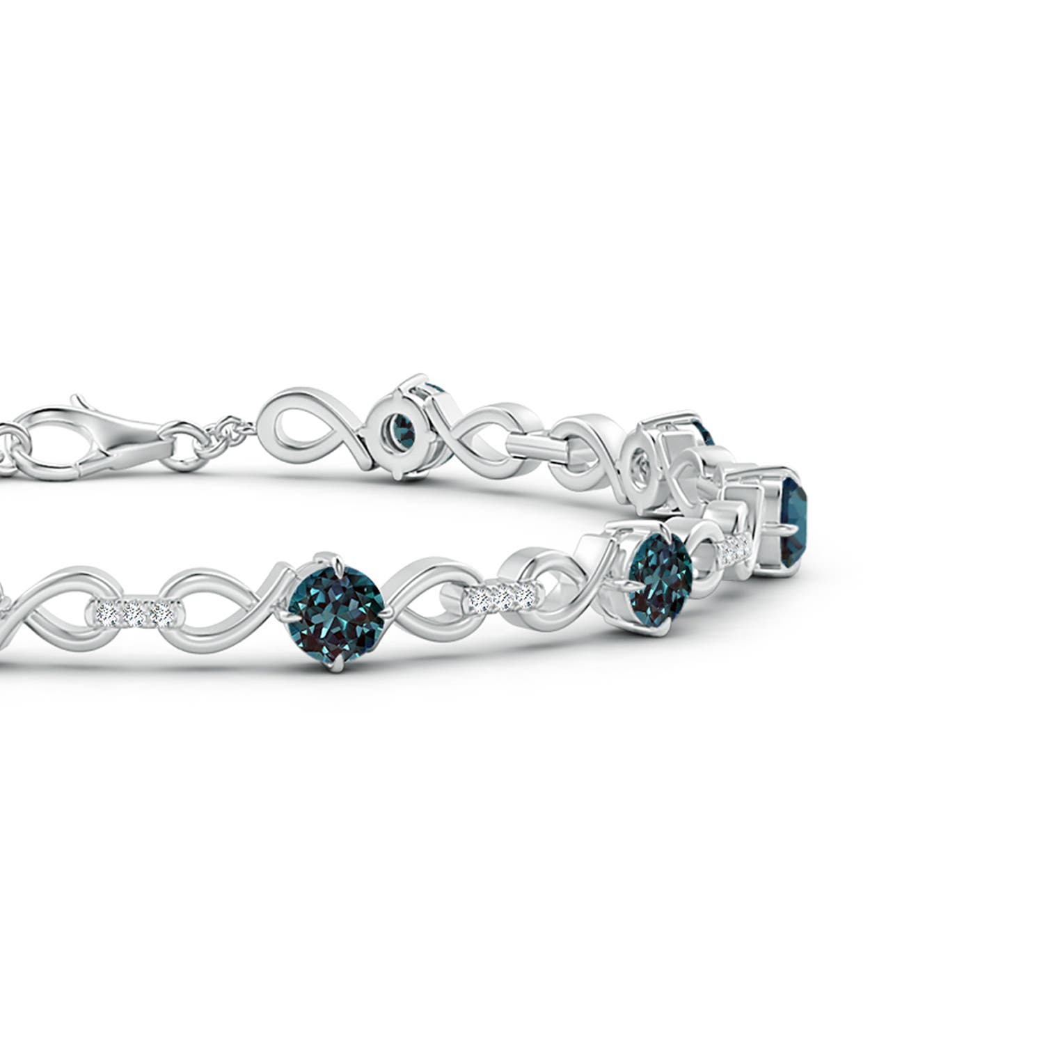 4mm Labgrown Lab-Grown Alexandrite and Diamond Infinity Link Bracelet in White Gold - side 3