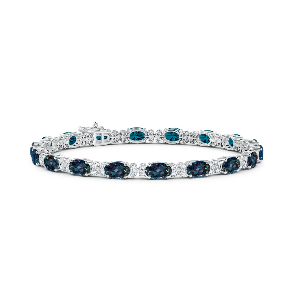 6x4mm Labgrown Oval Lab-Grown Alexandrite Tennis Bracelet with Diamonds in White Gold