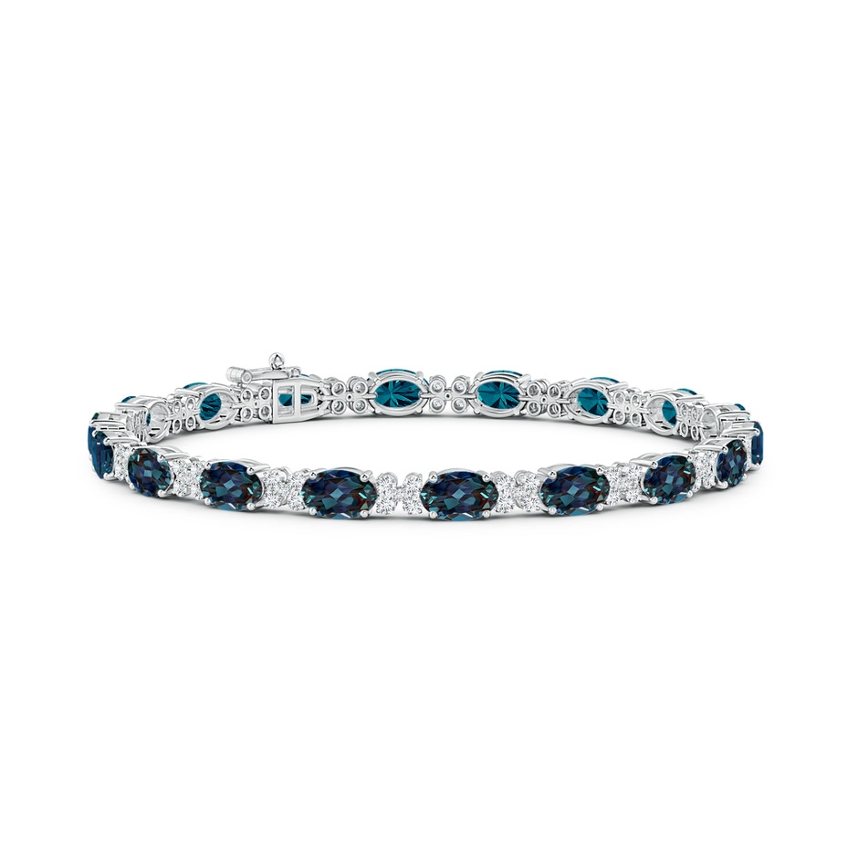 6x4mm Labgrown Oval Lab-Grown Alexandrite Tennis Bracelet with Diamonds in White Gold 