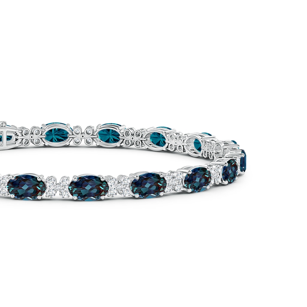 6x4mm Labgrown Oval Lab-Grown Alexandrite Tennis Bracelet with Diamonds in White Gold - side 199
