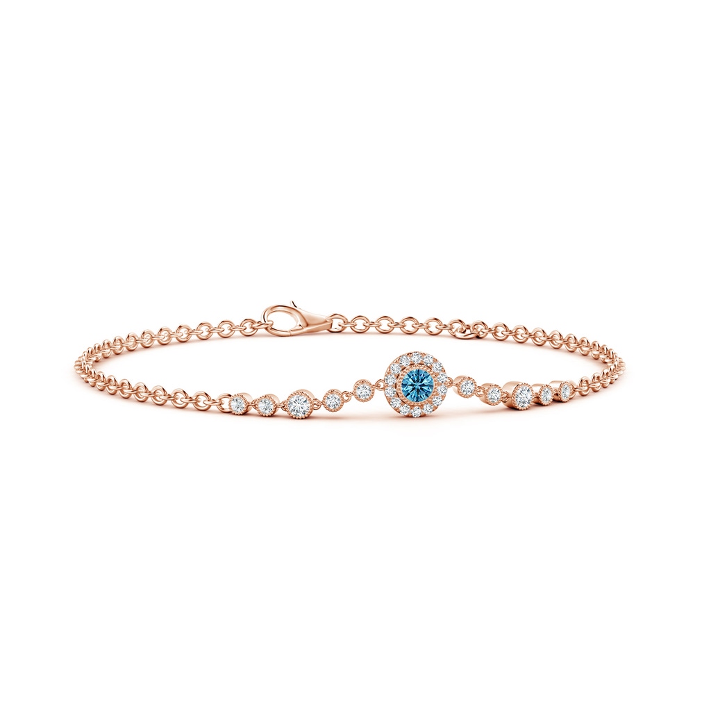 3.5mm Labgrown Vintage Style Bezel-Set Lab-Grown Fancy Intense Blue and White Diamond Bracelet in Rose Gold