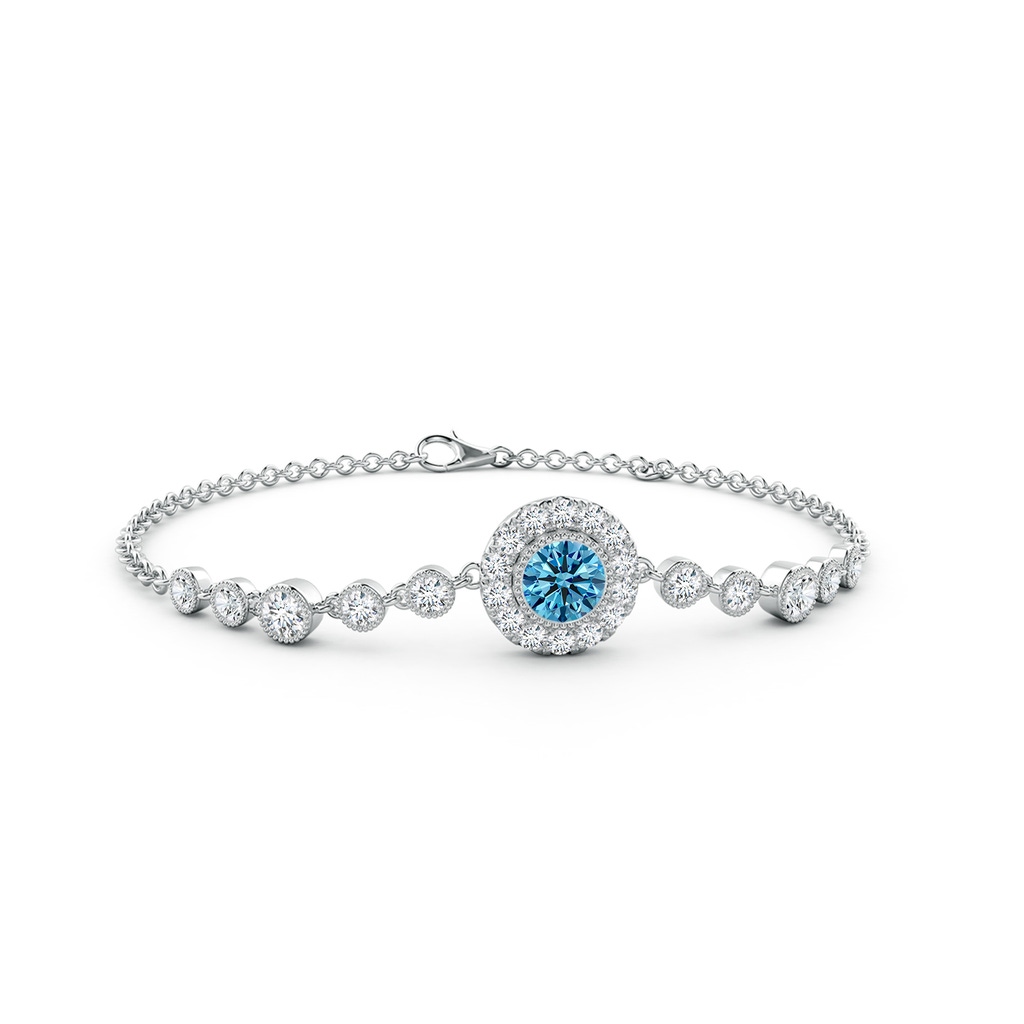 5.1mm Labgrown Vintage Style Bezel-Set Lab-Grown Fancy Intense Blue and White Diamond Bracelet in White Gold