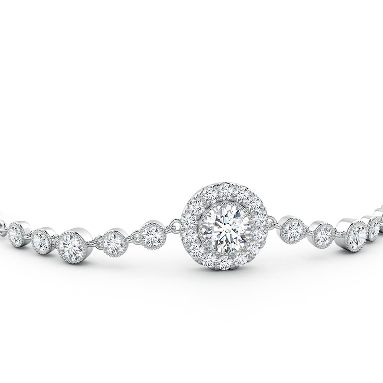 5.1mm FGVS Lab-Grown Vintage Style Bezel-Set Diamond Bracelet in 18K White Gold