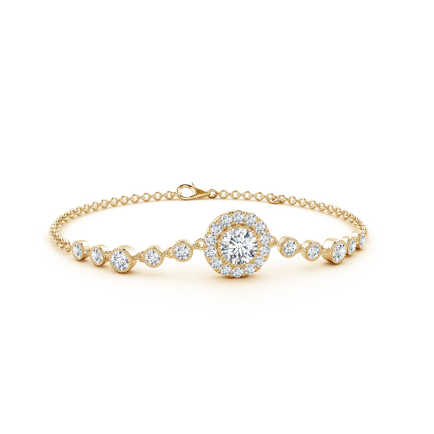 5.1mm FGVS Lab-Grown Vintage Style Bezel-Set Diamond Bracelet in 18K Yellow Gold