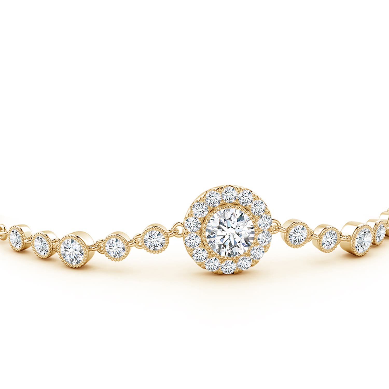 5.1mm FGVS Lab-Grown Vintage Style Bezel-Set Diamond Bracelet in Yellow Gold - side 3