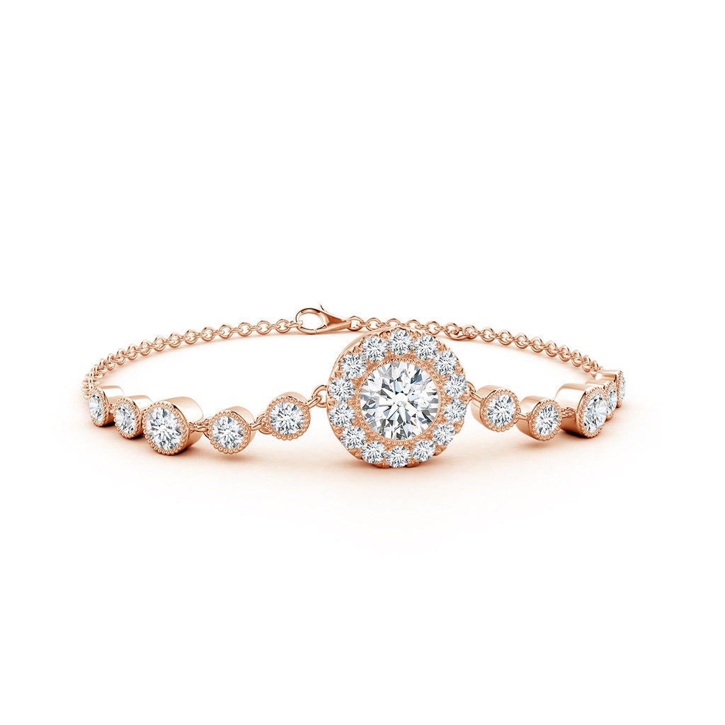 6.4mm FGVS Lab-Grown Vintage Style Bezel-Set Diamond Bracelet in Rose Gold