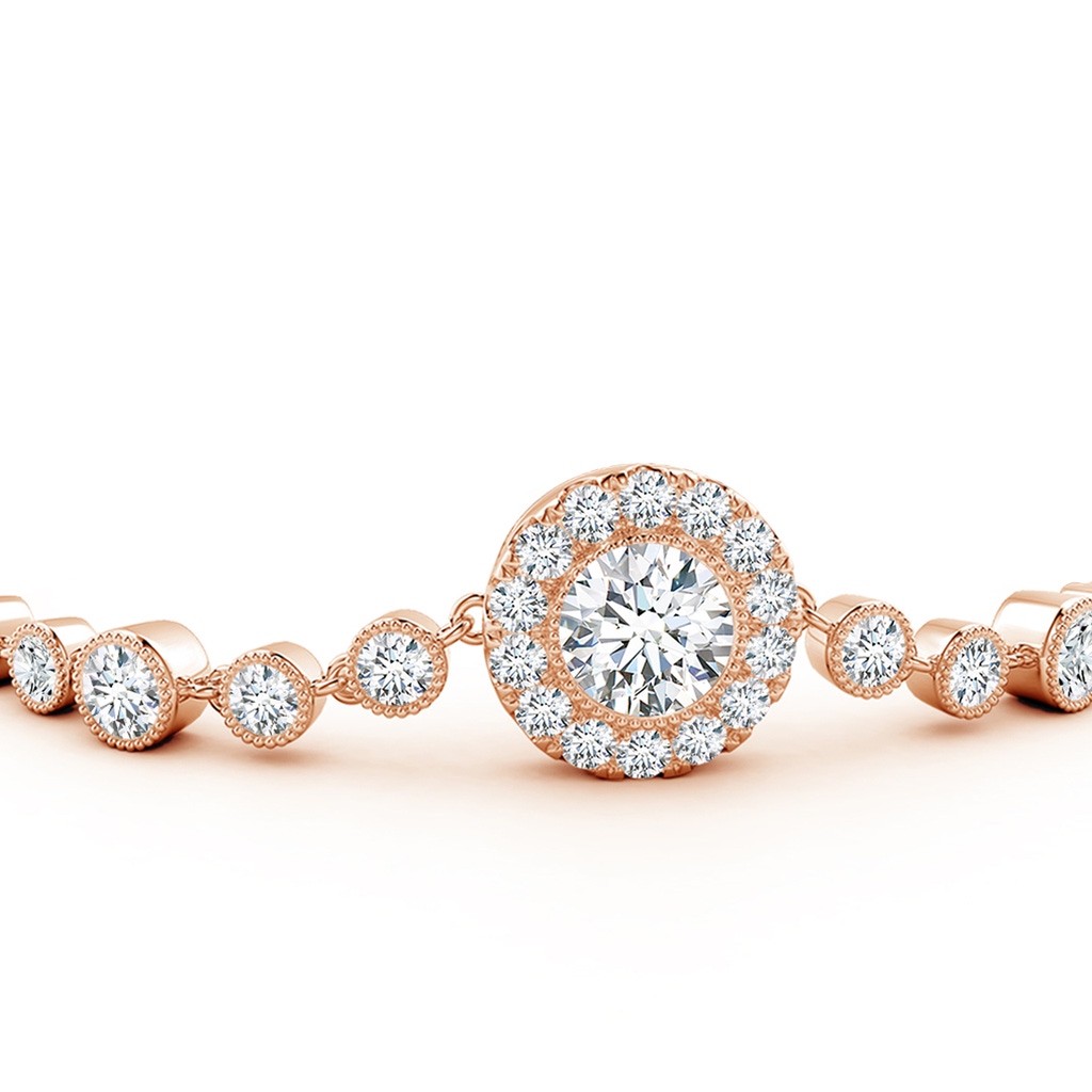 6.4mm FGVS Lab-Grown Vintage Style Bezel-Set Diamond Bracelet in Rose Gold - side 199