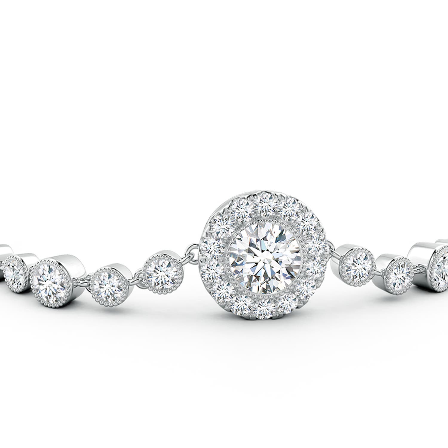 6.4mm FGVS Lab-Grown Vintage Style Bezel-Set Diamond Bracelet in White Gold - side 3