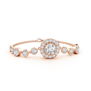 7.4mm FGVS Lab-Grown Vintage Style Bezel-Set Diamond Bracelet in 10K Rose Gold