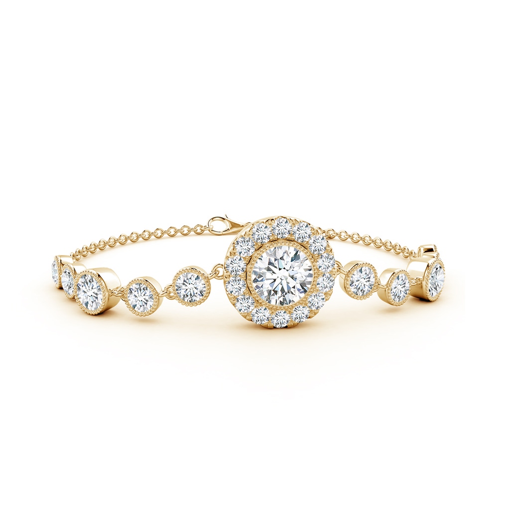 7.4mm FGVS Lab-Grown Vintage Style Bezel-Set Diamond Bracelet in 18K Yellow Gold