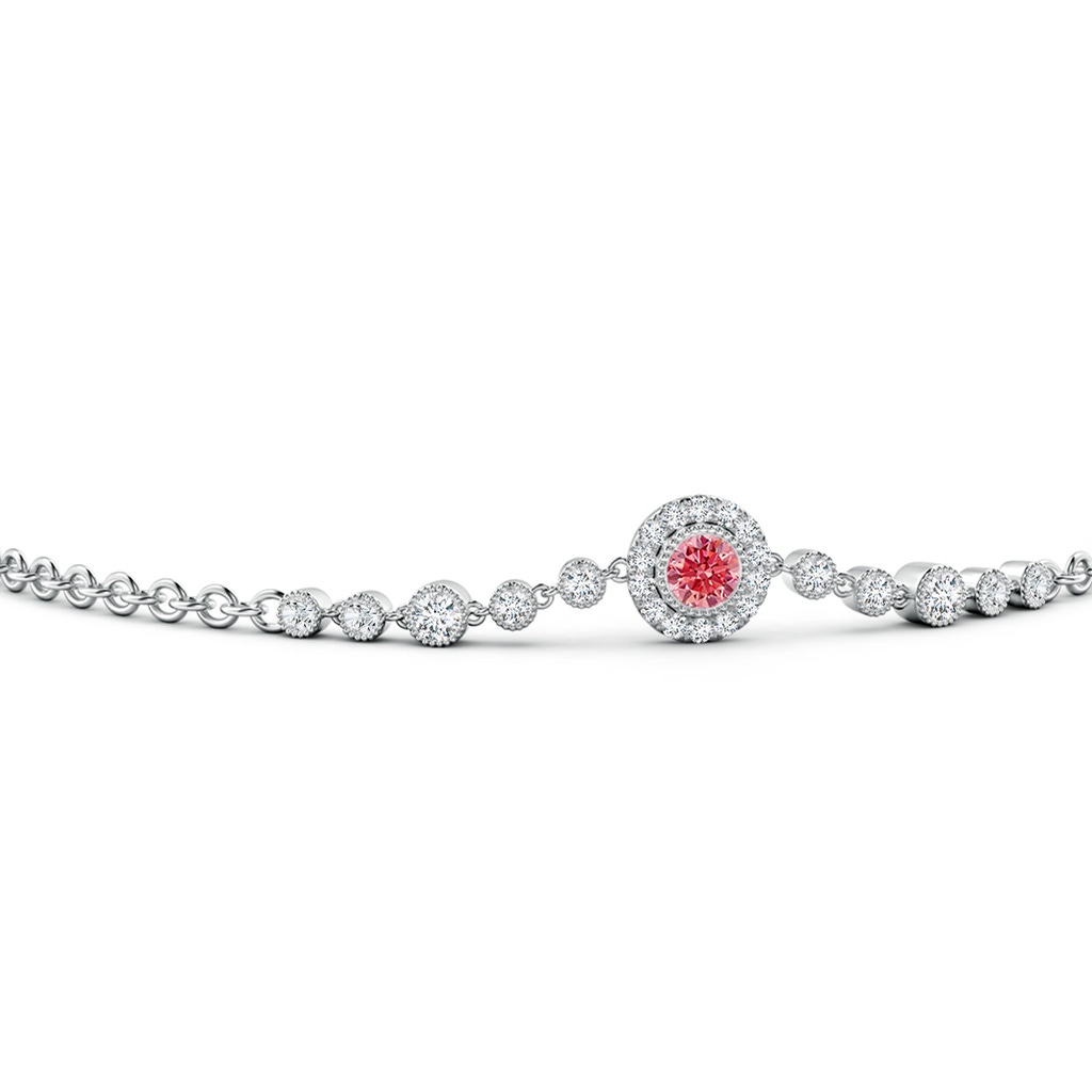 3.5mm Labgrown Vintage Style Bezel-Set Lab-Grown Fancy Intense Pink and White Diamond Bracelet in P950 Platinum - side 199