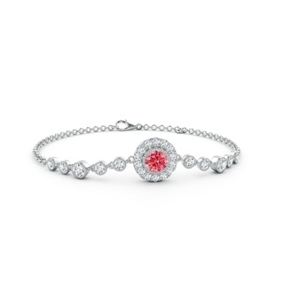 5.1mm Labgrown Vintage Style Bezel-Set Lab-Grown Fancy Intense Pink and White Diamond Bracelet in P950 Platinum