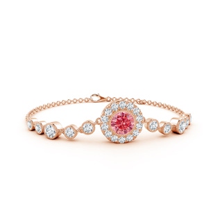 6.4mm Labgrown Vintage Style Bezel-Set Lab-Grown Fancy Intense Pink and White Diamond Bracelet in Rose Gold