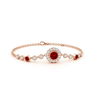 5mm Labgrown Lab-Grown Vintage Style Bezel-Set Ruby and Lab Diamond Bracelet in 18K Rose Gold