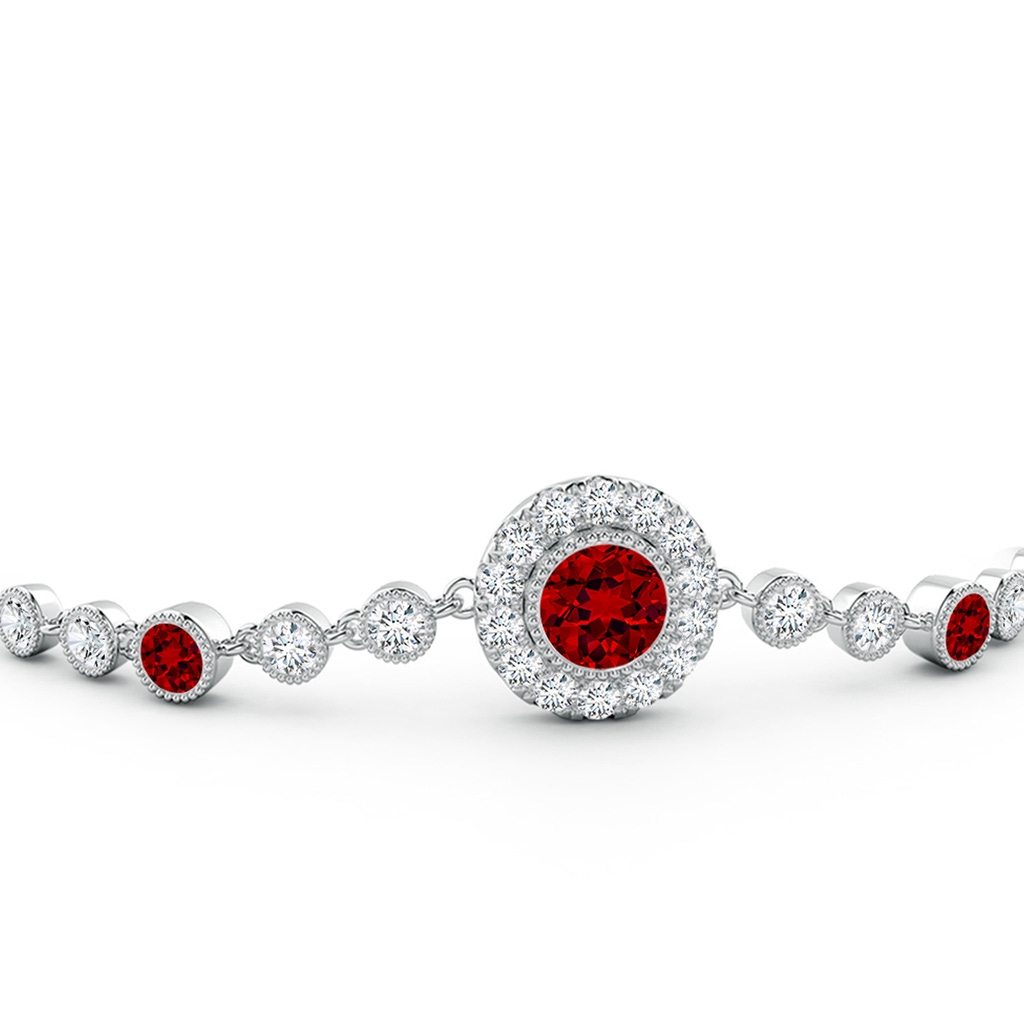 5mm Labgrown Lab-Grown Vintage Style Bezel-Set Ruby and Lab Diamond Bracelet in White Gold - side 199