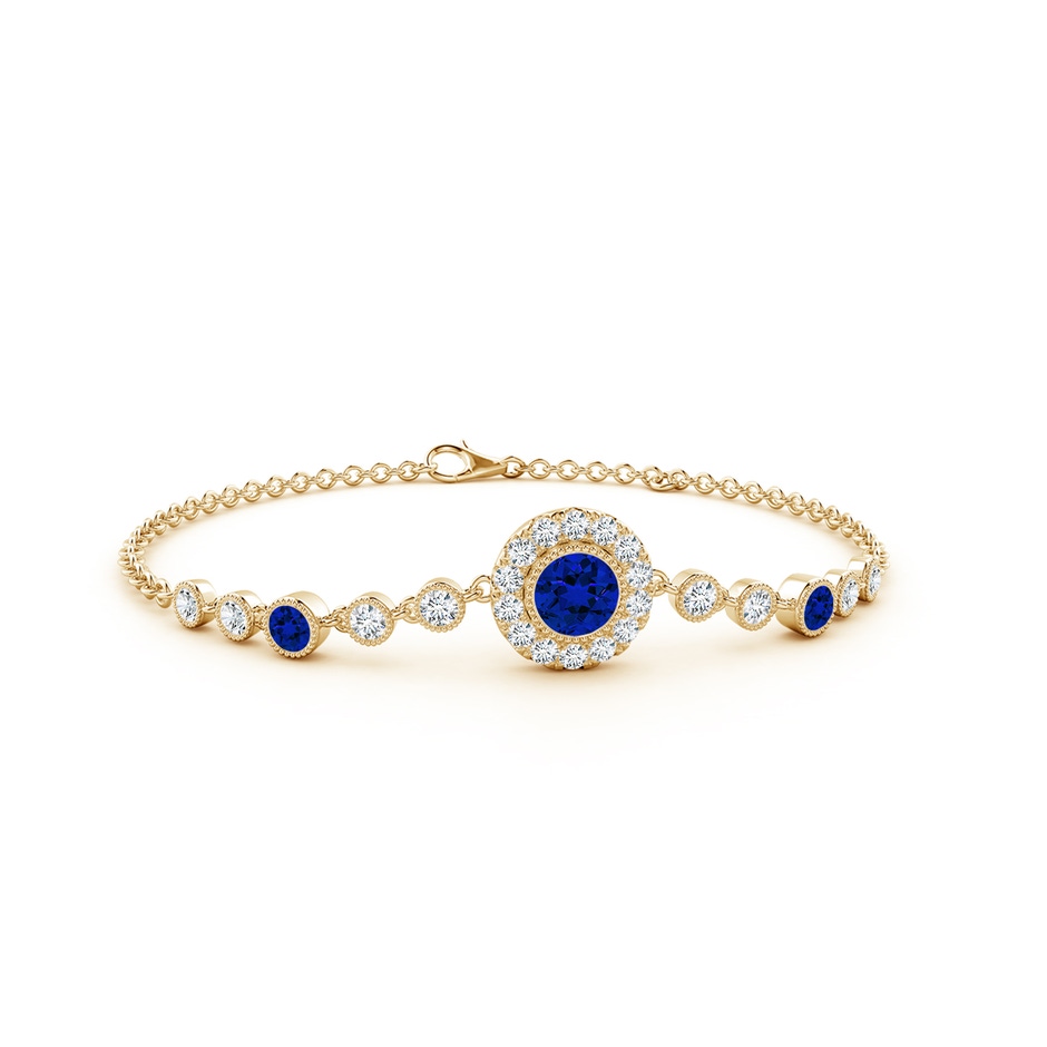 5mm Labgrown Lab-Grown Vintage Style Bezel-Set Sapphire and Lab Diamond Bracelet in Yellow Gold 