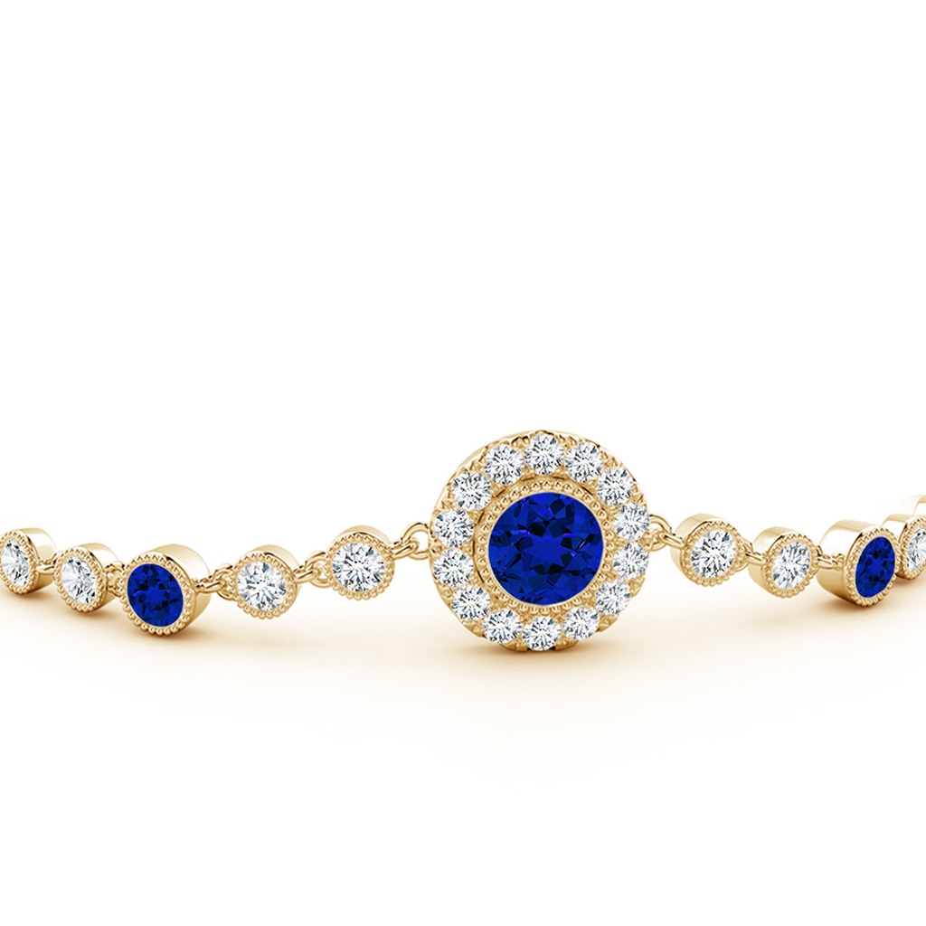 5mm Labgrown Lab-Grown Vintage Style Bezel-Set Sapphire and Lab Diamond Bracelet in Yellow Gold Side 199