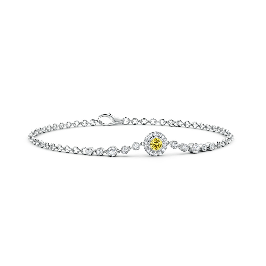 3.5mm Labgrown Vintage Style Bezel-Set Lab-Grown Fancy Intense Yellow and White Diamond Bracelet in P950 Platinum