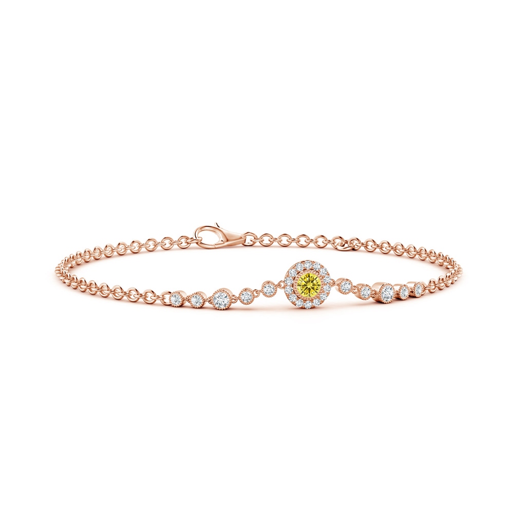 3.5mm Labgrown Vintage Style Bezel-Set Lab-Grown Fancy Intense Yellow and White Diamond Bracelet in Rose Gold