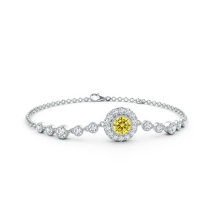 5.1mm Labgrown Vintage Style Bezel-Set Lab-Grown Fancy Intense Yellow and White Diamond Bracelet in P950 Platinum