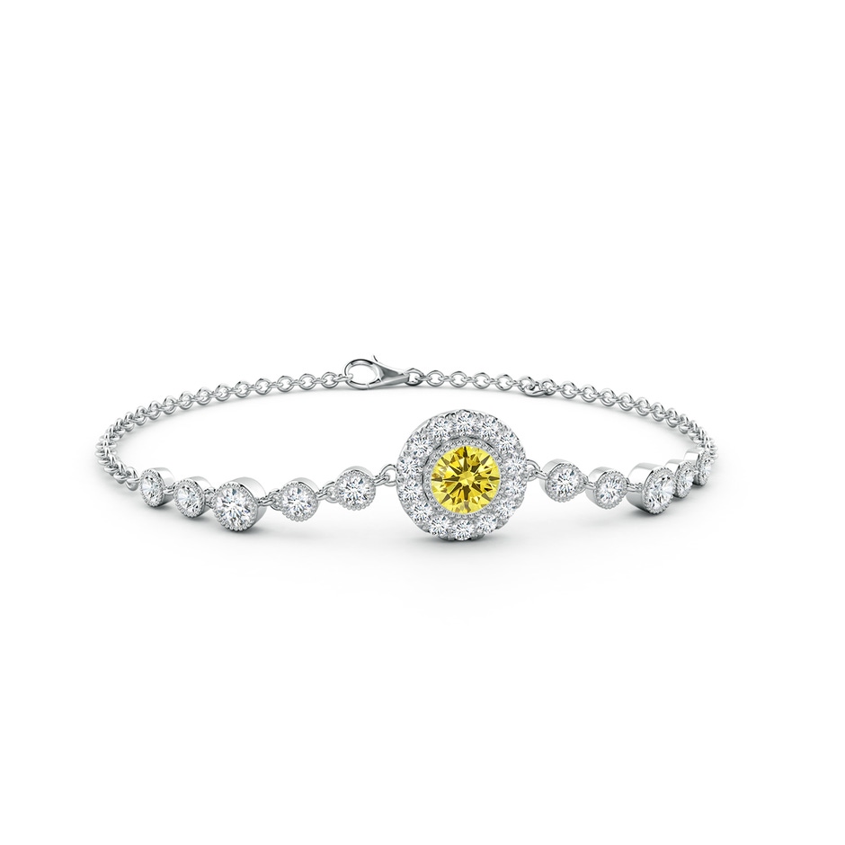 5.1mm Labgrown Vintage Style Bezel-Set Lab-Grown Fancy Intense Yellow and White Diamond Bracelet in White Gold 