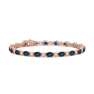 6x4mm Labgrown Oval Lab-Grown Alexandrite Tennis Bracelet with Gypsy Diamonds in 18K Rose Gold