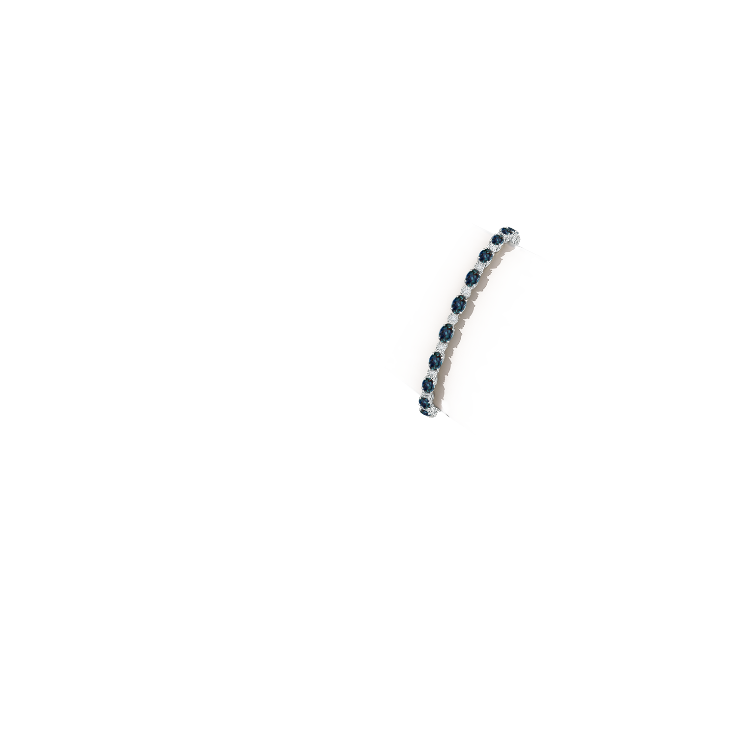 6x4mm Labgrown Oval Lab-Grown Alexandrite Tennis Bracelet with Gypsy Diamonds in White Gold - body_arm