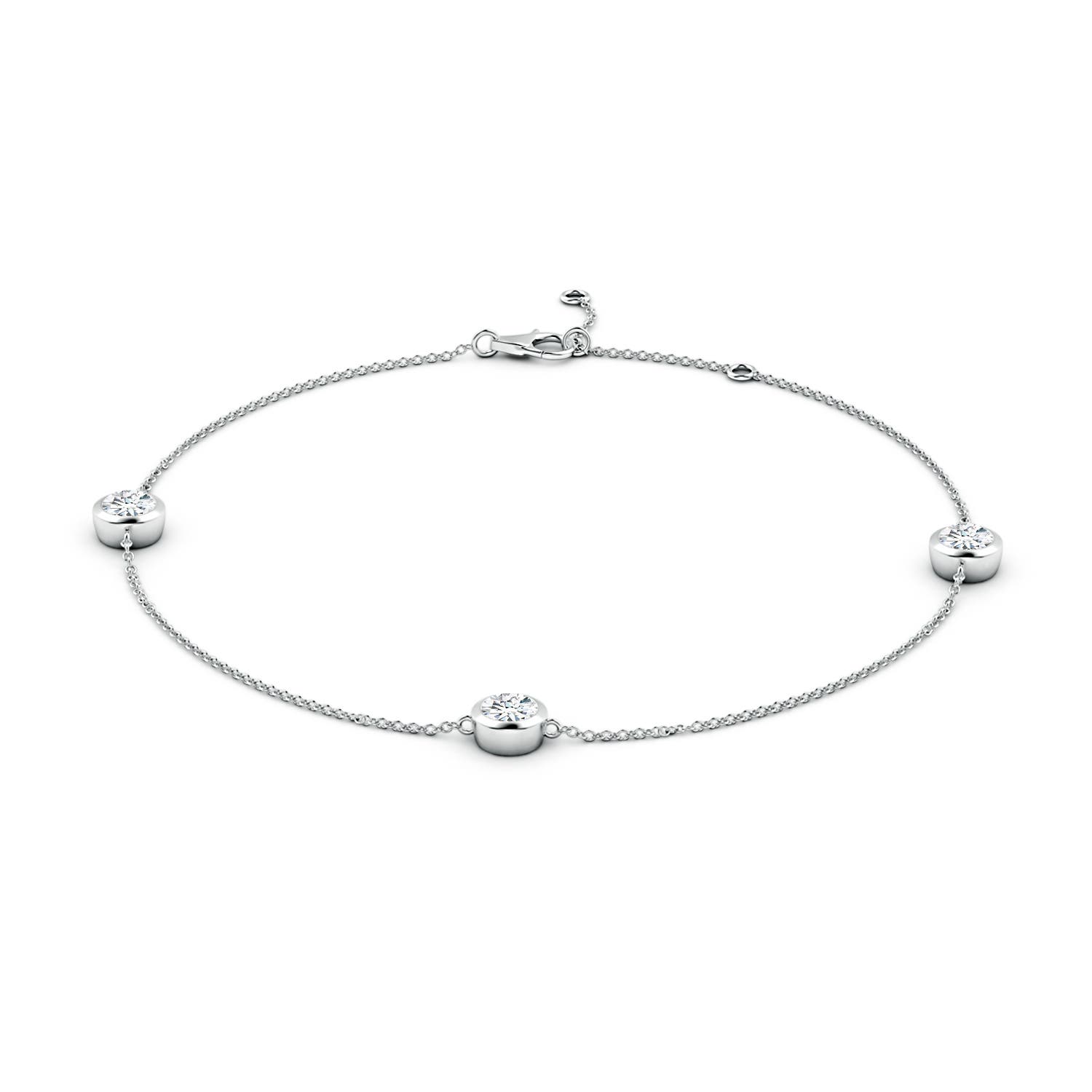 5.1mm FGVS Lab-Grown Bezel-Set Diamond Station Adjustable Ankle Bracelet in 18K White Gold