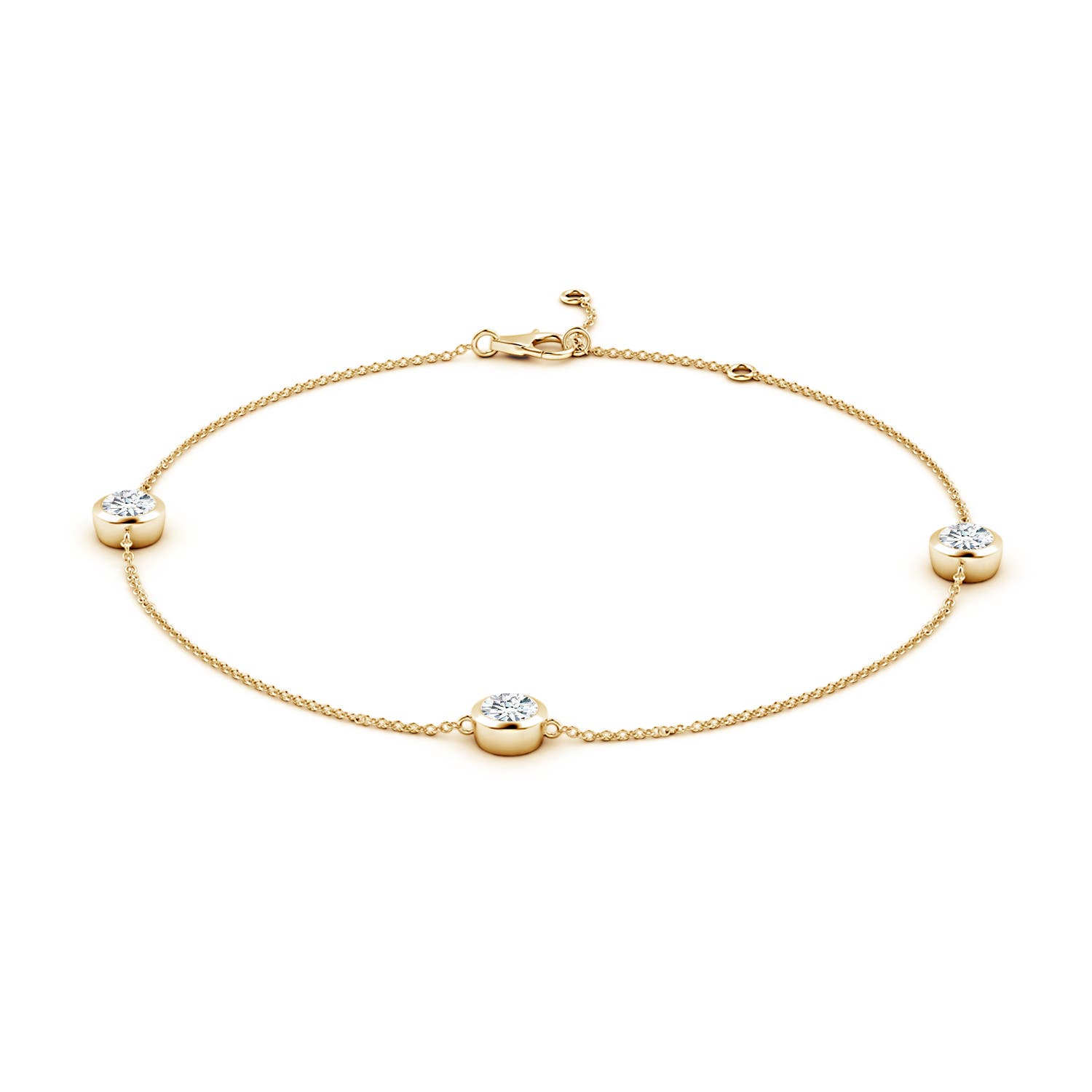 5.1mm FGVS Lab-Grown Bezel-Set Diamond Station Adjustable Ankle Bracelet in 18K Yellow Gold