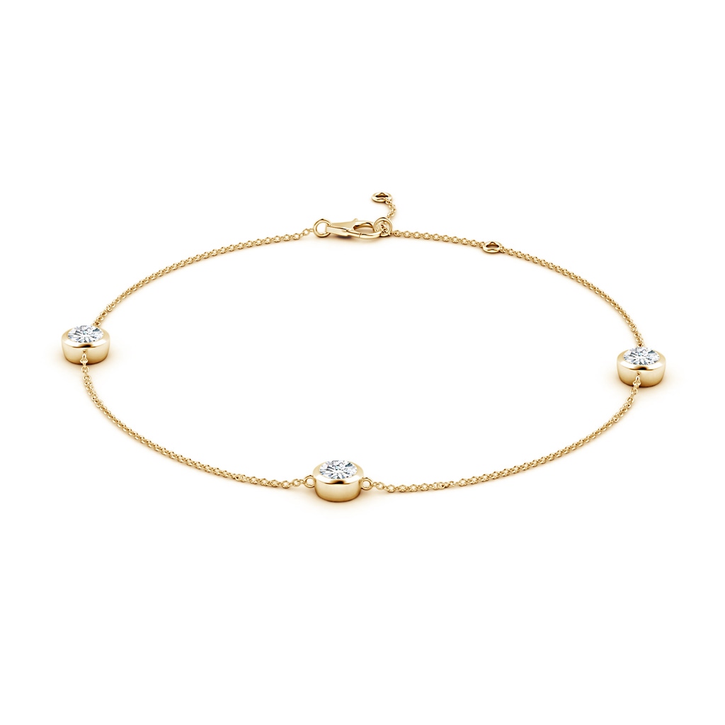 5.1mm FGVS Lab-Grown Bezel-Set Diamond Station Adjustable Ankle Bracelet in Yellow Gold - side 199