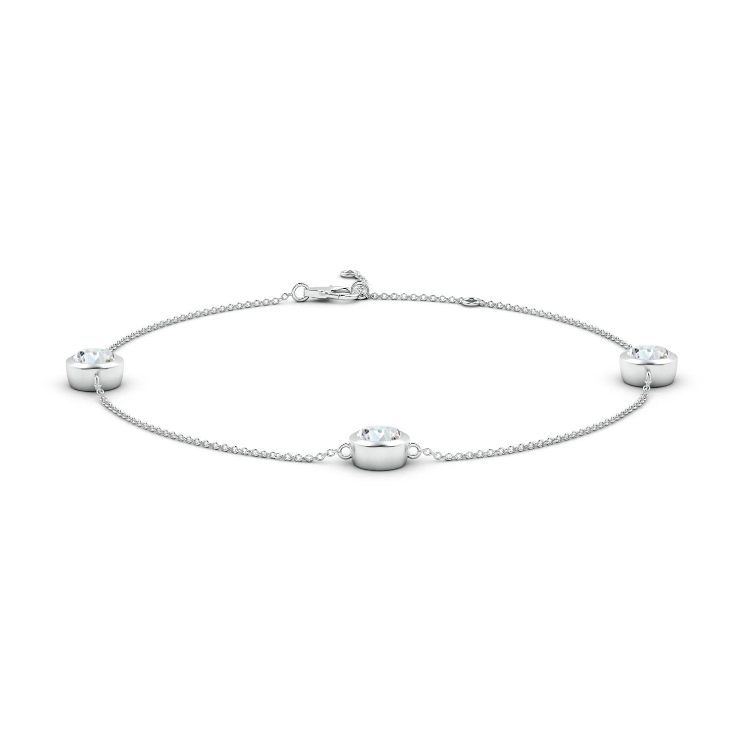 5.9mm FGVS Lab-Grown Bezel-Set Diamond Station Adjustable Ankle Bracelet in 18CT White Gold