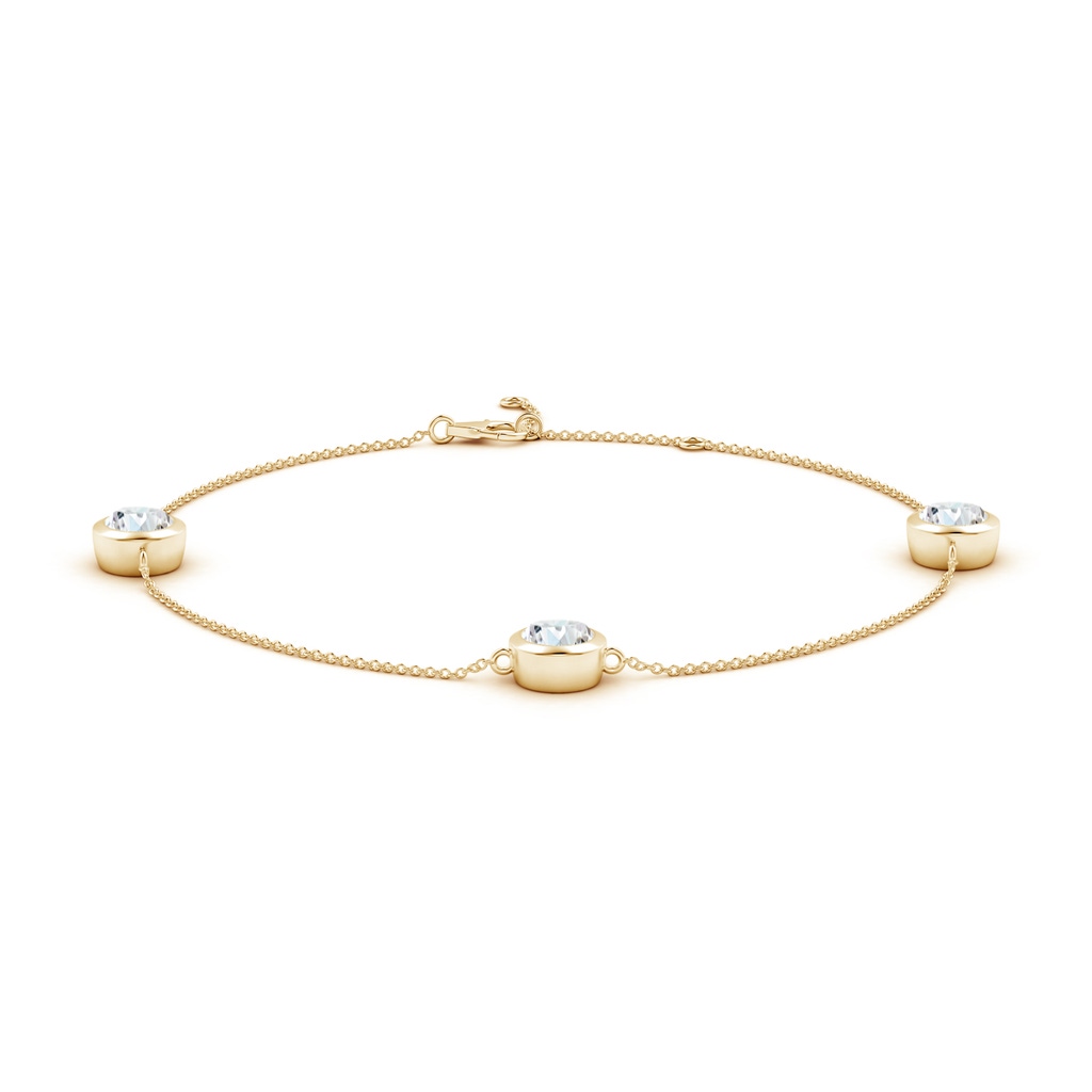 6.4mm FGVS Lab-Grown Bezel-Set Diamond Station Adjustable Ankle Bracelet in 18K Yellow Gold