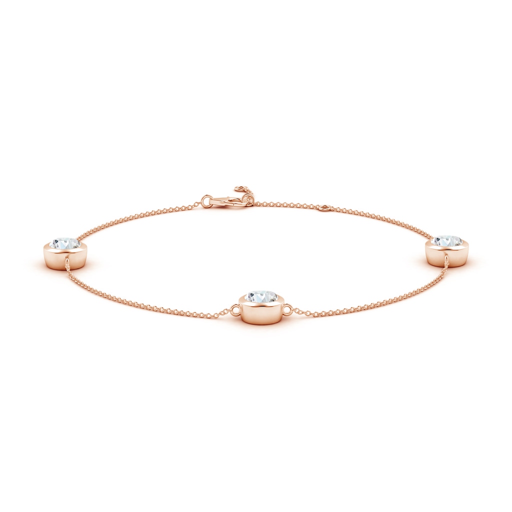 6.4mm FGVS Lab-Grown Bezel-Set Diamond Station Adjustable Ankle Bracelet in Rose Gold