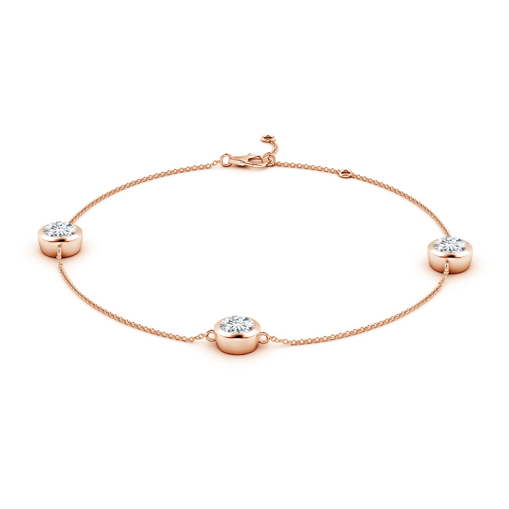 6.4mm FGVS Lab-Grown Bezel-Set Diamond Station Adjustable Ankle Bracelet in Rose Gold - side 199