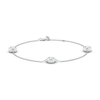 6.4mm FGVS Lab-Grown Bezel-Set Diamond Station Adjustable Ankle Bracelet in White Gold