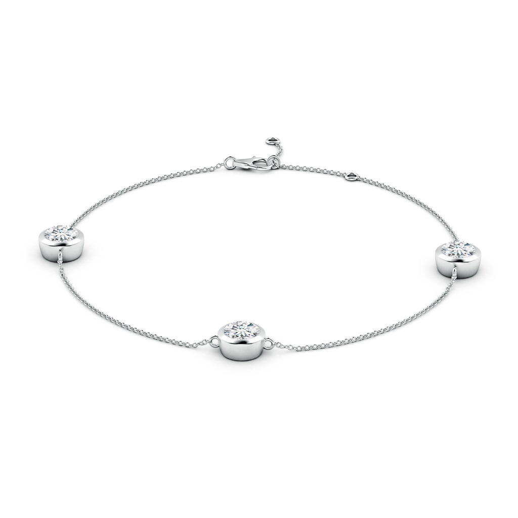 6.4mm FGVS Lab-Grown Bezel-Set Diamond Station Adjustable Ankle Bracelet in White Gold - side 199