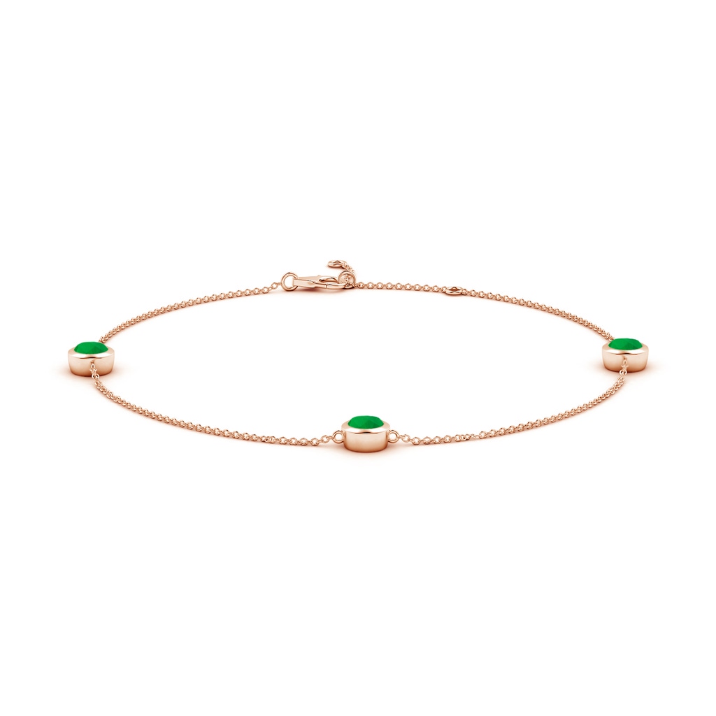 5mm Labgrown Lab-Grown Bezel-Set Emerald Station Adjustable Ankle Bracelet in Rose Gold