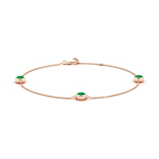 5mm Labgrown Lab-Grown Bezel-Set Emerald Station Adjustable Ankle Bracelet in Rose Gold