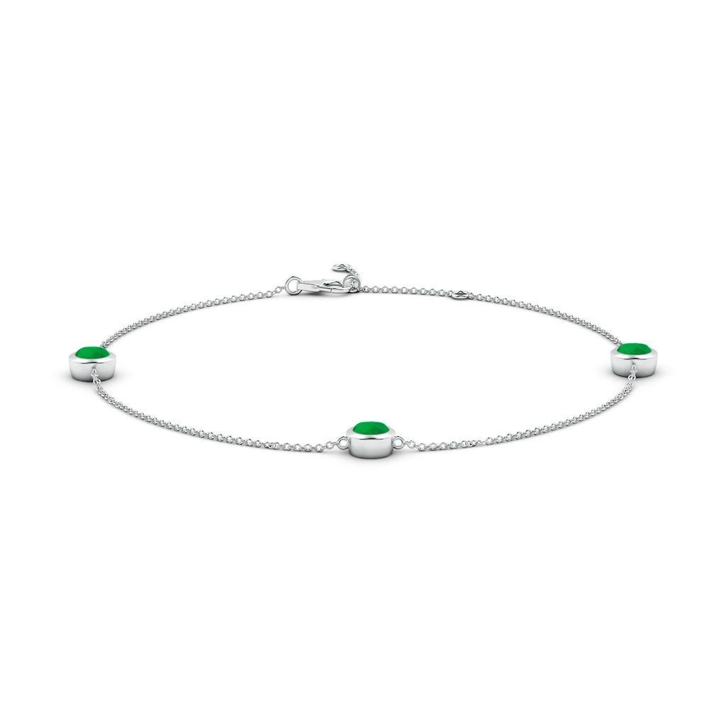 5mm Labgrown Lab-Grown Bezel-Set Emerald Station Adjustable Ankle Bracelet in White Gold