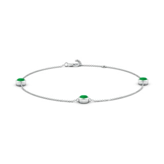 5mm Labgrown Lab-Grown Bezel-Set Emerald Station Adjustable Ankle Bracelet in White Gold