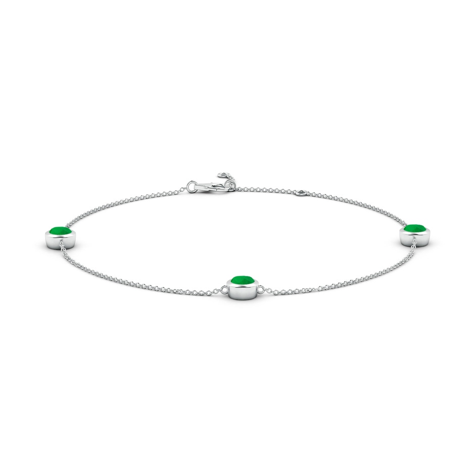 5mm Labgrown Lab-Grown Bezel-Set Emerald Station Adjustable Ankle Bracelet in White Gold 