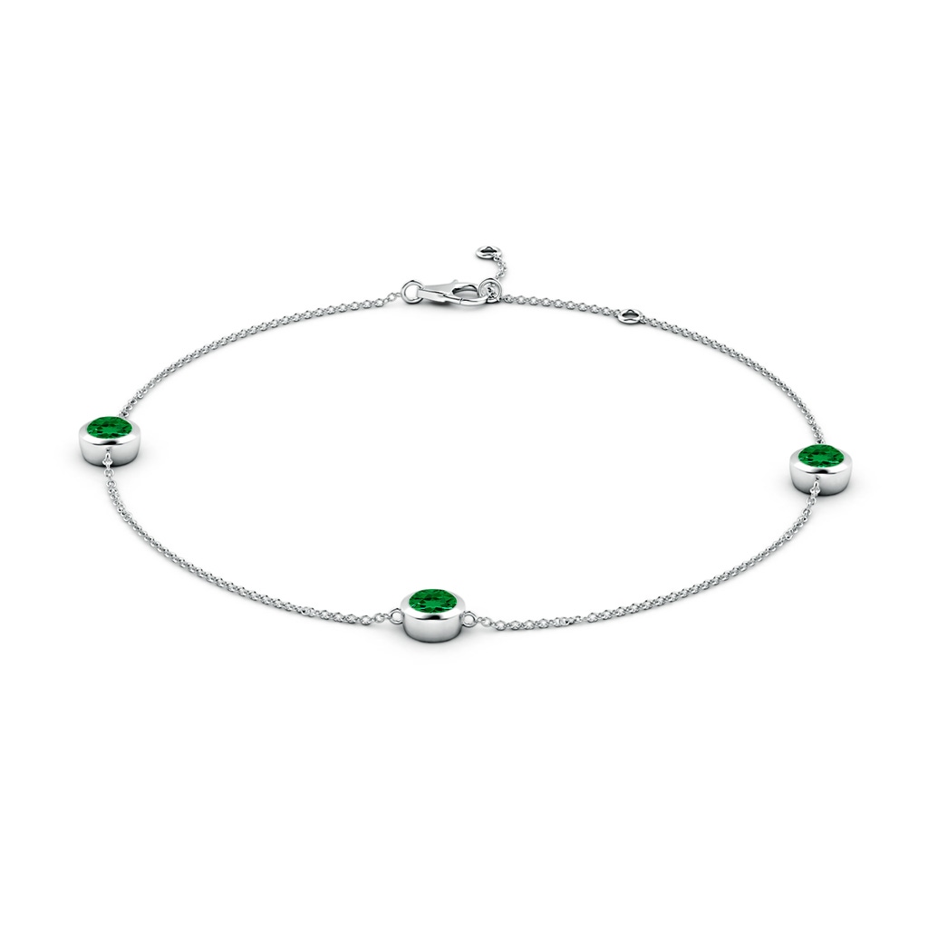 5mm Labgrown Lab-Grown Bezel-Set Emerald Station Adjustable Ankle Bracelet in White Gold Side 199