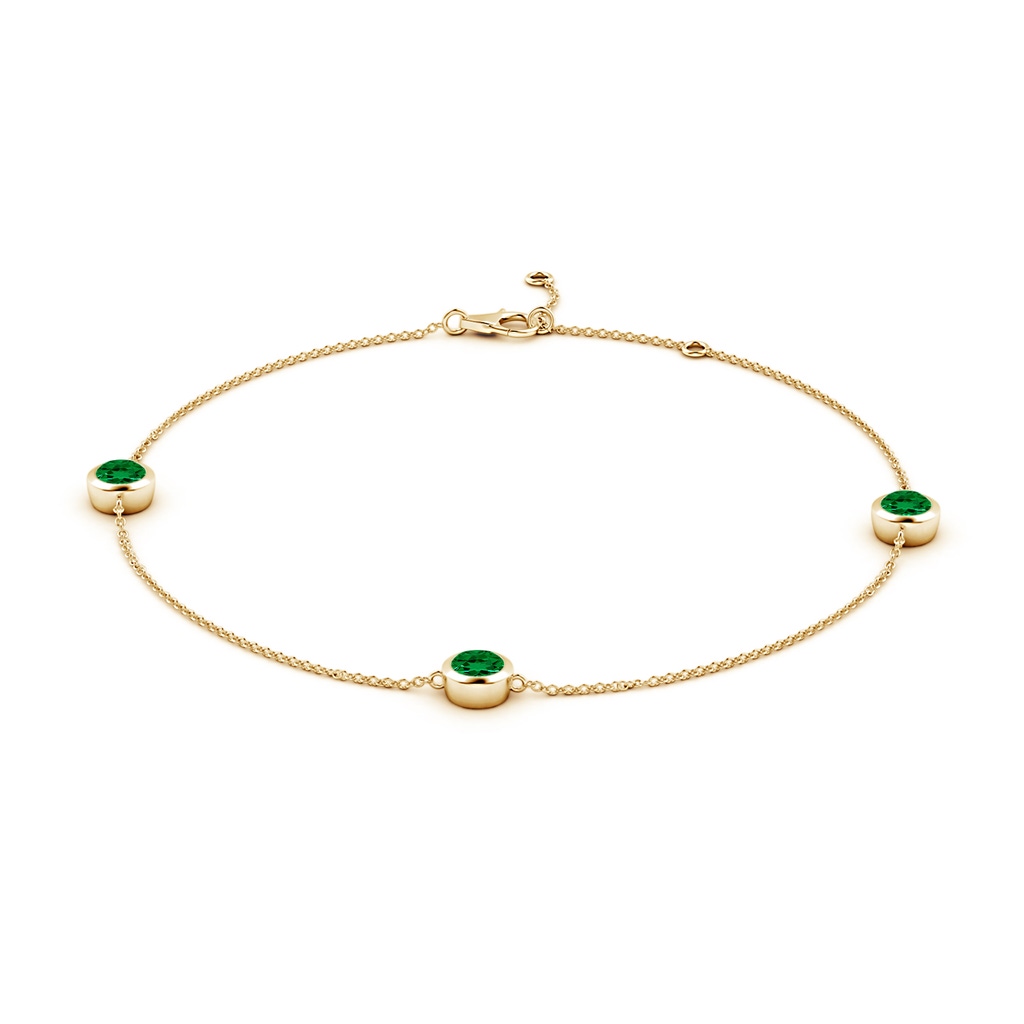 5mm Labgrown Lab-Grown Bezel-Set Emerald Station Adjustable Ankle Bracelet in Yellow Gold - side 199