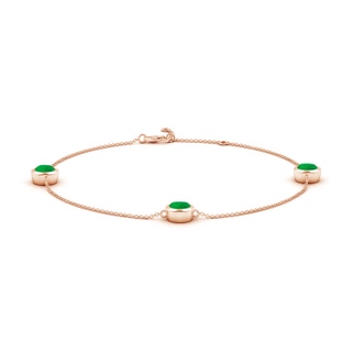 6mm Labgrown Lab-Grown Bezel-Set Emerald Station Adjustable Ankle Bracelet in Rose Gold