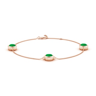 7mm Labgrown Lab-Grown Bezel-Set Emerald Station Adjustable Ankle Bracelet in 18K Rose Gold