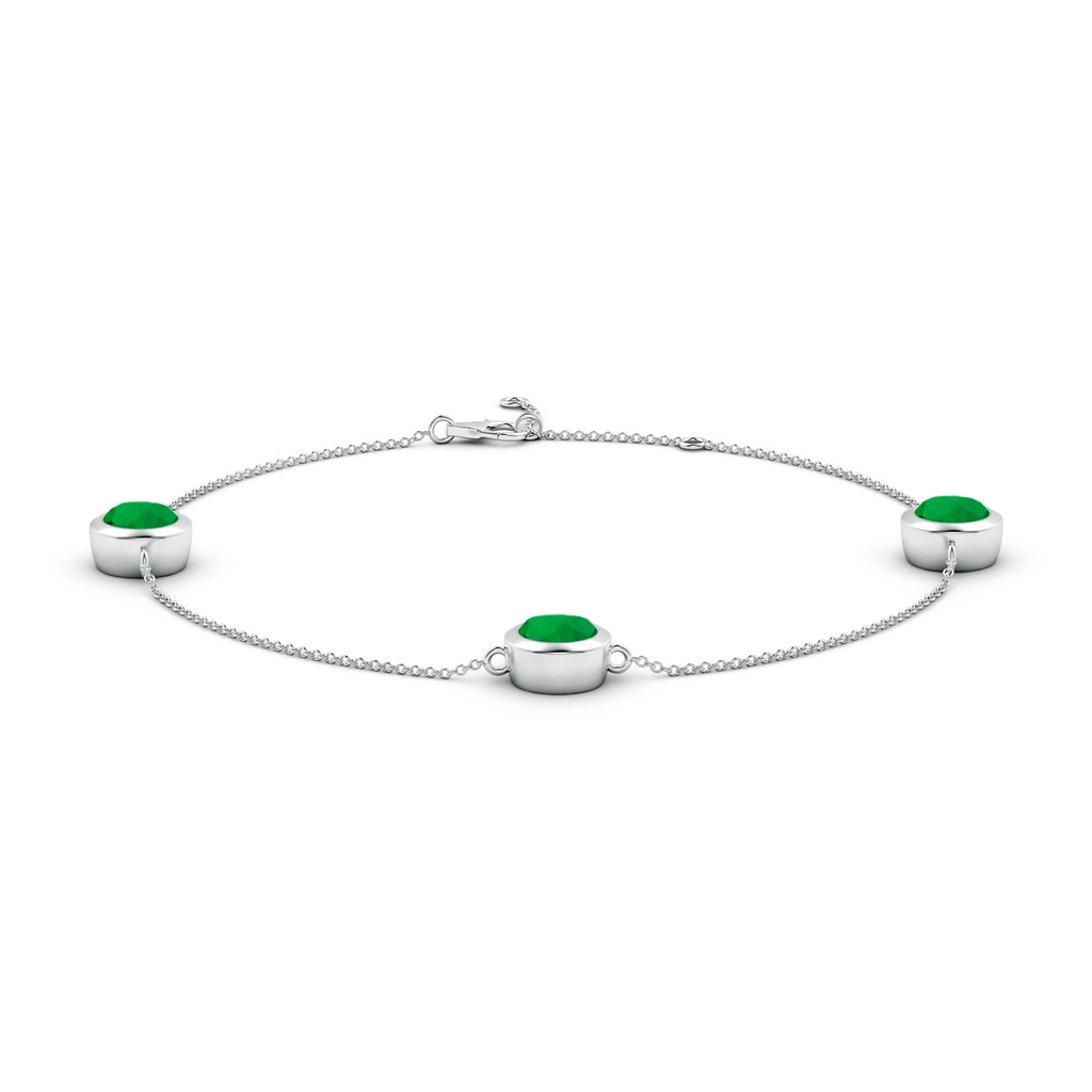 7mm Labgrown Lab-Grown Bezel-Set Emerald Station Adjustable Ankle Bracelet in 18K White Gold