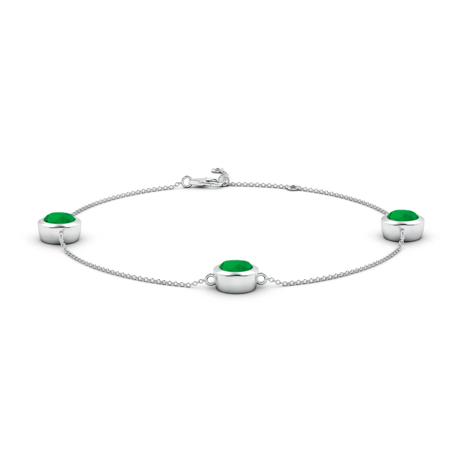 7mm Labgrown Lab-Grown Bezel-Set Emerald Station Adjustable Ankle Bracelet in 18K White Gold 