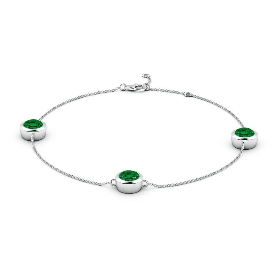 7mm Labgrown Lab-Grown Bezel-Set Emerald Station Adjustable Ankle Bracelet in 18K White Gold side 199